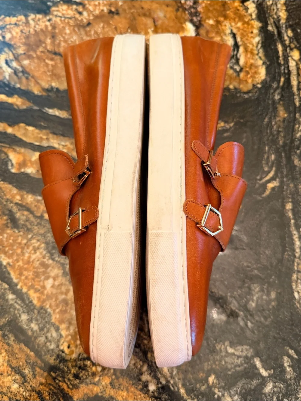 Kyler Cognac Leather Monk Strap Sneakers Sz 11